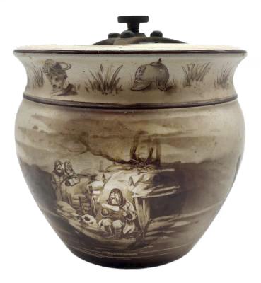 WWI era tobacco jar featuring Bruce Bairnsfather cartoon