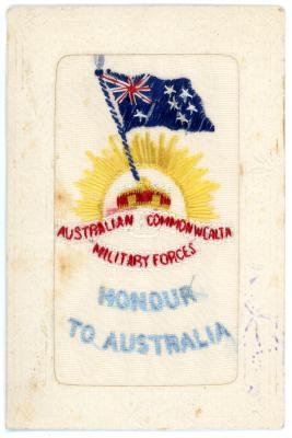 First World War Postcard ‘Honour To Australia’ sent home by Pte. Edward Charles MOUCHEMORE, 6351