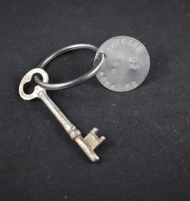 Second World War Metal Identity Disc issued to Sapper Kingsley Charles MOHR WX26433 with Key