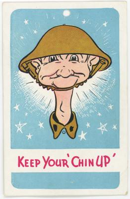 Second World War ‘Keep Your Chin Up’ Coloured Postcard sent to Sapper Kingsley Charles MOHR WX26433