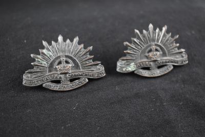Pair Rising Sun  collar badges