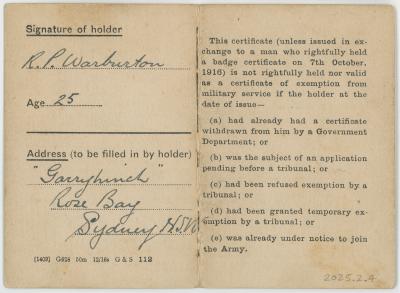Admiralty S. W. Transport Card Issued to Raymond Parker WARBURTON