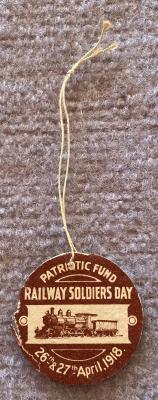 WWI fundraising tag - Railway Soldiers Day Patriotic Fund 1918