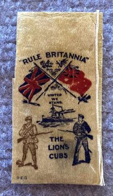 WWI fundraising ribbon - Rule Britannia, The Lion's Cubs
