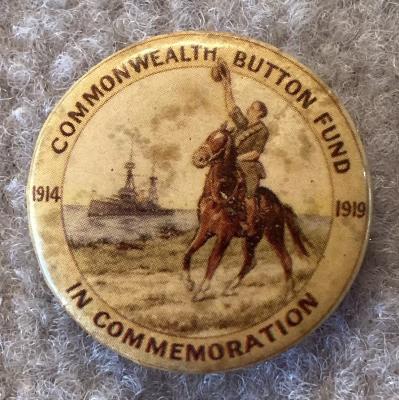 'In Commemoration' fundraising button 1919 - large size