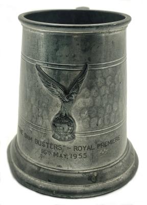 Souvenir tankard from premiere of 'The Dam Busters' movie