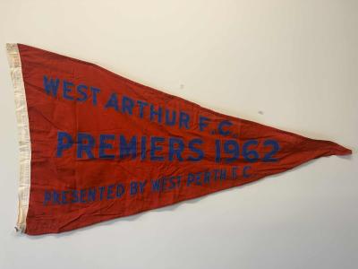 West Arthur Football Club Premiership Flag 1962 (White, Red, Blue)