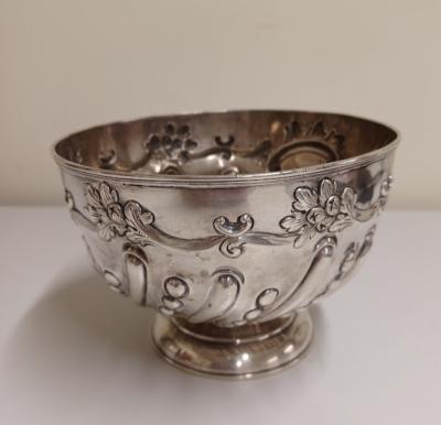 Sterling Silver Bowl with Glass Flower Holder 