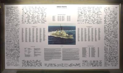 Framed HMAS Perth II Lists of Commissioning & Decommissioning Crew