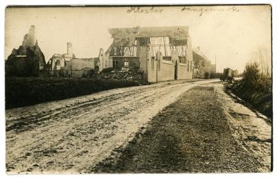 First World War Black and White German Photographic Postcard of Bombing Building Ruins