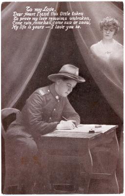 First World War Postcard ‘To My Love’ sent from Pte. Edward Charles MOUCHEMORE, 6351