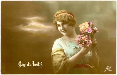 First World War Postcard ‘Gage d’Amitie’ sent from Pte. Edward Charles MOUCHEMORE, 6351