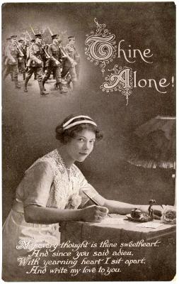 First World War Postcard ‘Thine Alone’ sent from Pte. Edward Charles MOUCHEMORE, 6351