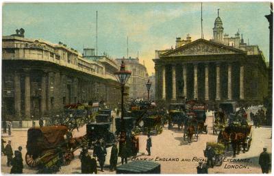 First World War Postcard ‘Bank of England and Royal Exchange’ sent from Pte. Edward Charles MOUCHEMORE, 6351