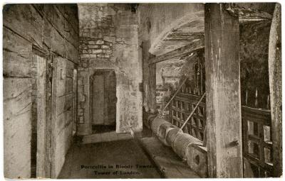 First World War Postcard ‘Portcullis in Bloody Tower’ sent from Pte. Edward Charles MOUCHEMORE, 6351