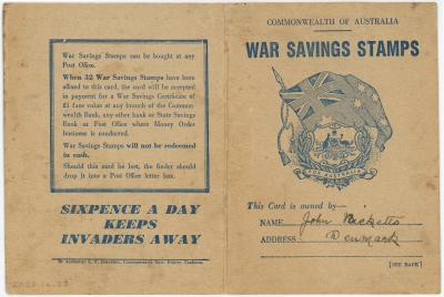 Commonwealth of Australia War Savings Stamps Booklet