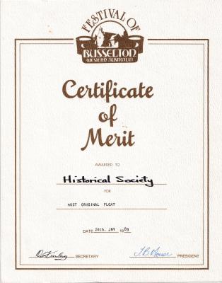 Certificate of Merit 1989