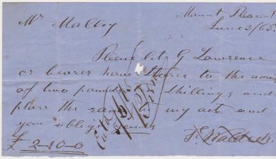 Promissory note from F Waldeck