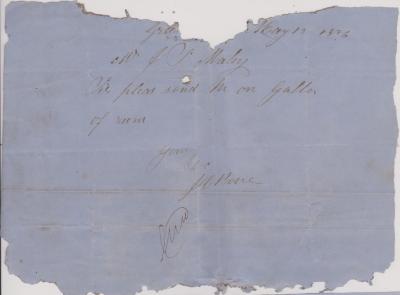 Order for rum from J.C. Bone