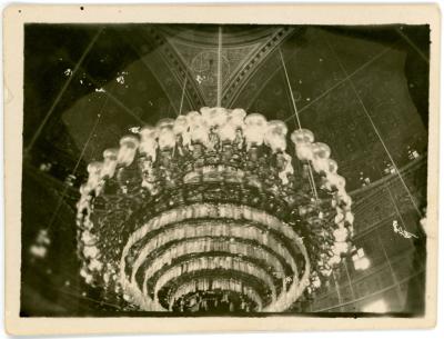 First World War Black and White Photograph of the Chandelier Inside of Muhammad Ali Mosque, Cairo