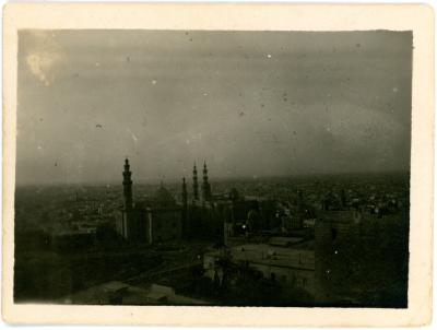 First World War Black and White Photograph of Cairo Skyline and Sultan Hassan Mosque