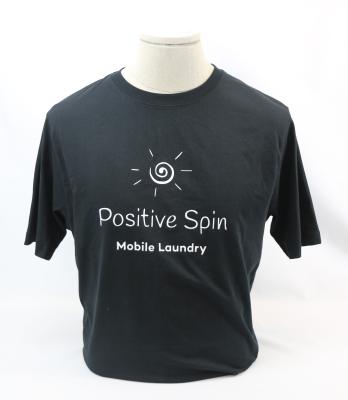 Black T-Shirt, 'Positive Spin Mobile Laundry'