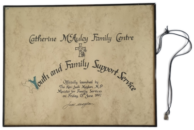 Catherine McAuley Family Centre - Youth and Family Support Services Signage