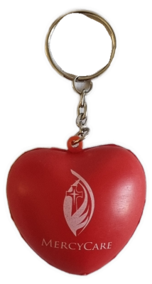 26-251.1 Heart Keychain with MercyCare Old Logo photo without background.