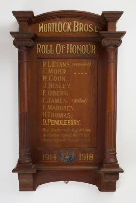 MEMORIAL: ROLL OF HONOUR, MORTLOCK BROS., 1914-1918