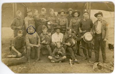 Photo of soldiers at Liverpool Military Camp, NSW, dated 1912.