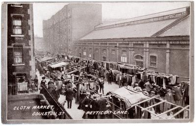 First World War Postcard ‘Cloth Market, Petticoat Lane’ sent by Pte. Edward Charles MOUCHEMORE