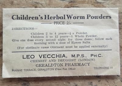 Unopened packet of Children's Herbal Worm Powders