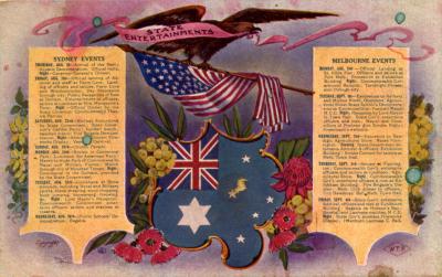 Great White Fleet 'State Entertainments' souvenir postcard 1908