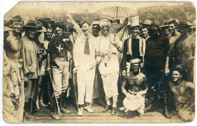 First World War Black and White Photographic Postcard Showing Large Group of Australian Soldiers