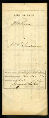 Bill of Sale - 19/10/1872