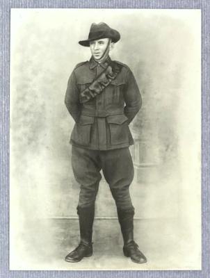 Portrait of Australian soldier on opalite backing - full size