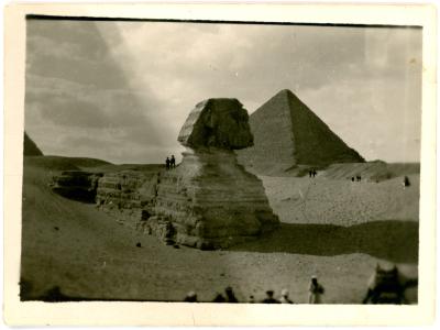 First World War Black and White Photograph of Sphinx and Pyramid at Giza