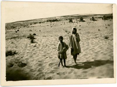 First World War Black and White Photograph of Two Children at Bir el Esani