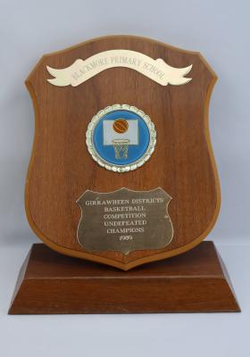 Plaque, Blackmore P.S, Girrawheen Districts Basketball Competition Undefeated Champions 1989