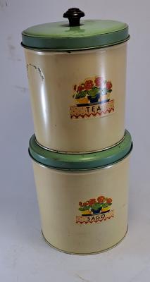 canisters x 2  and lids  cream 24.101 a,b,c,d 