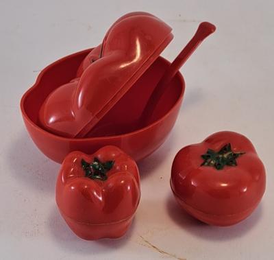 storage set tomato shape pepper & salt shakers  