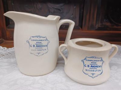 Souvenir Sugar Bowl & Milk Jug - C.B. Andrews