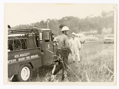 Neville Voysey and Lionel Brown from Kelmscott Volunteer Bushfire Brigade attending a fire