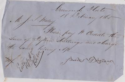 Promissory note from James Doran