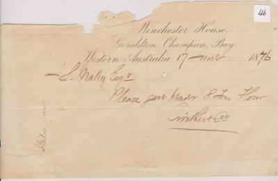 Order for flour from Crowther & Co for J. Giles to cart