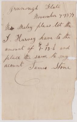 Promissory note from James Stone