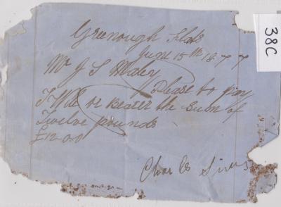 Promissory note for Thomas Wiley from Charles Sims