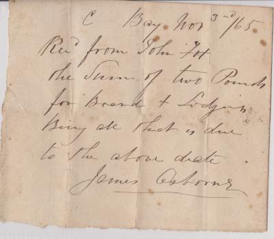 Receipt issued to John Fox by James Osborne
