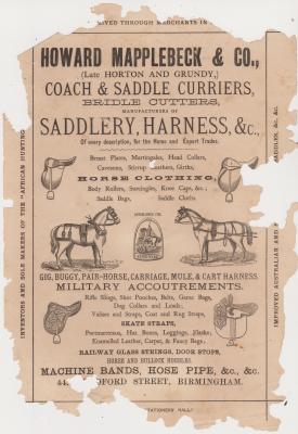 Advertising sheet for Howard Mapplebeck & Co