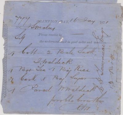 Crowther cart delivery note no.777